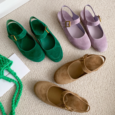 圆圆妈夏季复古包头一字扣凉鞋