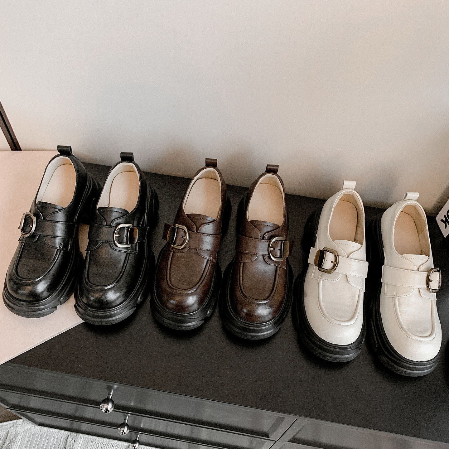 圆圆妈2026春季时尚单鞋圆头厚底松糕鞋舒适休闲牛皮深口小皮鞋女,女鞋,深口单鞋,淘宝优惠券,粉丝福利购,淘宝优惠卷