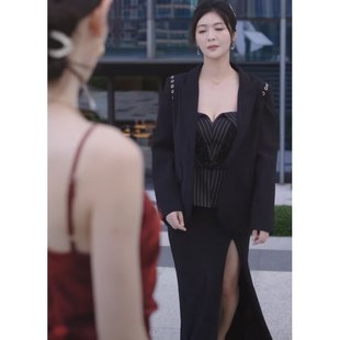 原版短剧等一场巴黎的风锺熙姜琬同款西装外套V领西服上衣女衣服