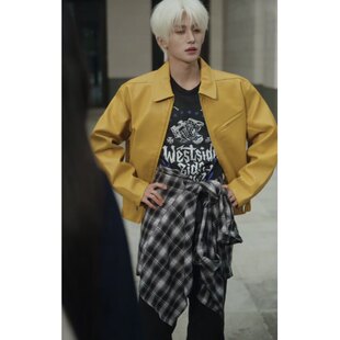 原版短剧一家三口在同班张翅陈安生同款皮衣外套夹克上衣男衣服潮