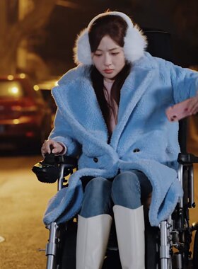 原版短剧那年冬至邓灵枢南昭宁同款羊羔毛外套中长款大衣女衣服潮