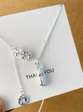 足银999纯银碎冰冰貔貅金钱套链胖东同款套装项链女款送女友老婆