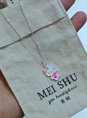 纯银999足银HelloKitty同款项链小众设计感高级轻奢锁骨链送女友