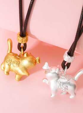 足银999纯银可爱小猫项链女款2026新款爆款锁骨链送女友闺蜜礼物