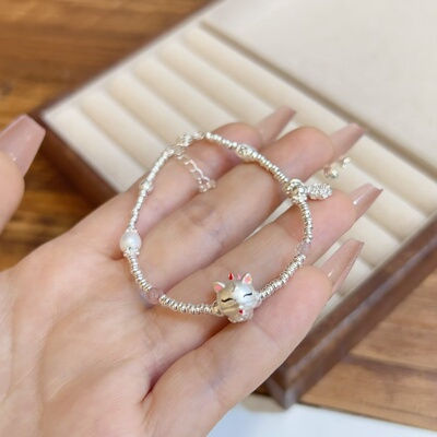 纯银999足银小猫手链女款轻奢小众精致高级感手饰2025新款女爆款