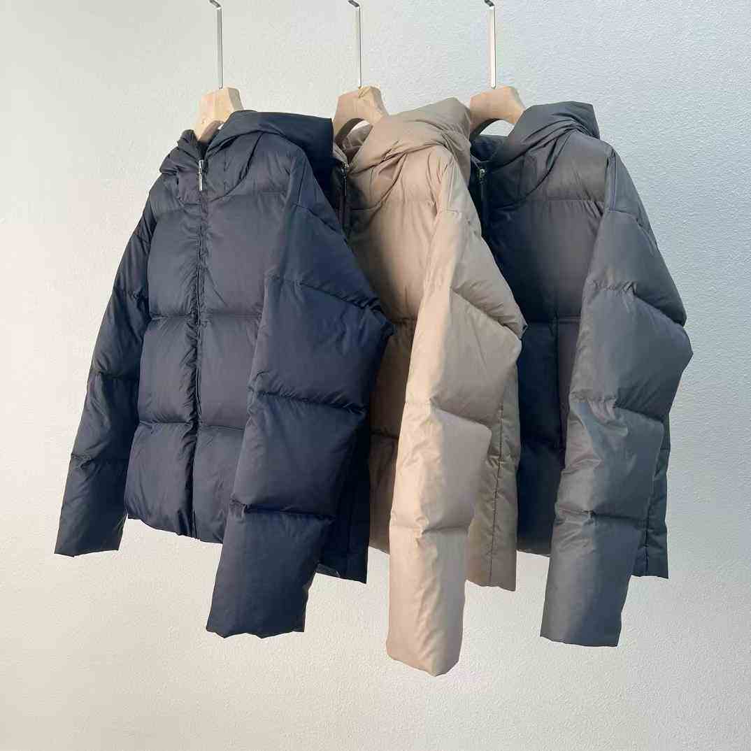 通勤短款连帽羽绒服90白鸭绒