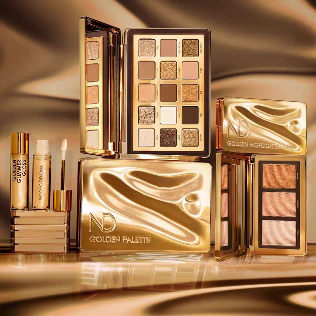 在途Natasha/娜塔莎2024夏季新品golden眼影盘15色金色高光唇彩