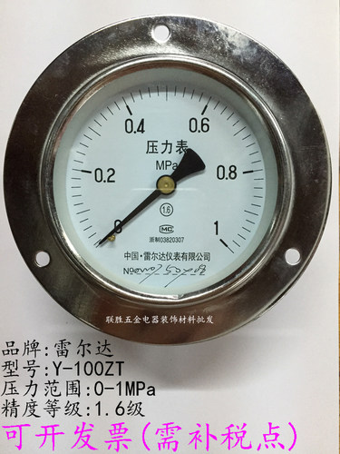 雷尔达轴向带边压力表