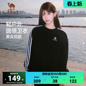 T恤 男女情侣黑色套头上衣宽松休闲长袖 骆驼1930圆领卫衣秋季 新款