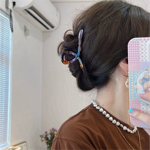cookie饰品韩国法式气质幻彩高级感马尾发夹盘发抓夹大号发量少