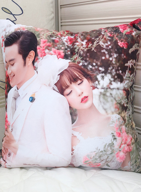抱枕定制照片diy来图定做可印真人头像人像情侣结婚一对枕头图案