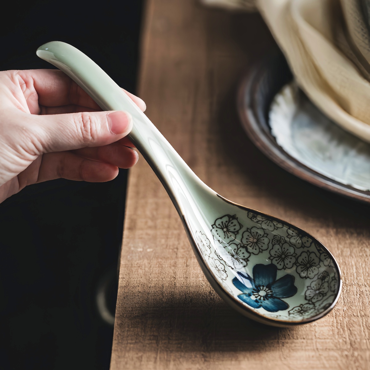 手绘勺子耐高温食品级釉下彩好看