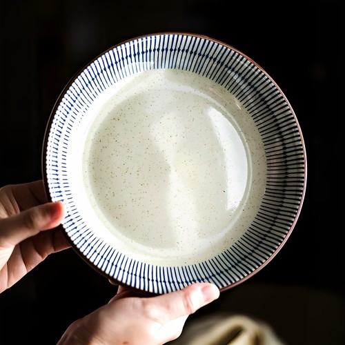 竖纹盘子家用2025新款炒菜盘7寸
