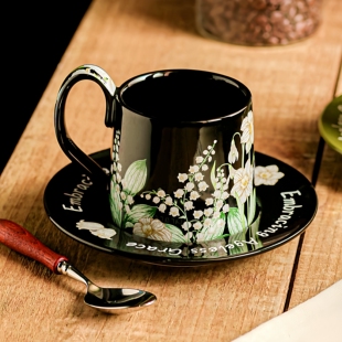 2026新款杯子咖啡陶瓷杯办公室喝水杯马克杯带勺冲泡杯喝茶专用杯