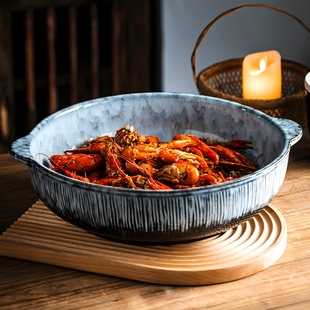 大盘鸡专用盘子商用干锅盘陶瓷酸菜鱼盆碗家用汤盆餐具高级感深盘