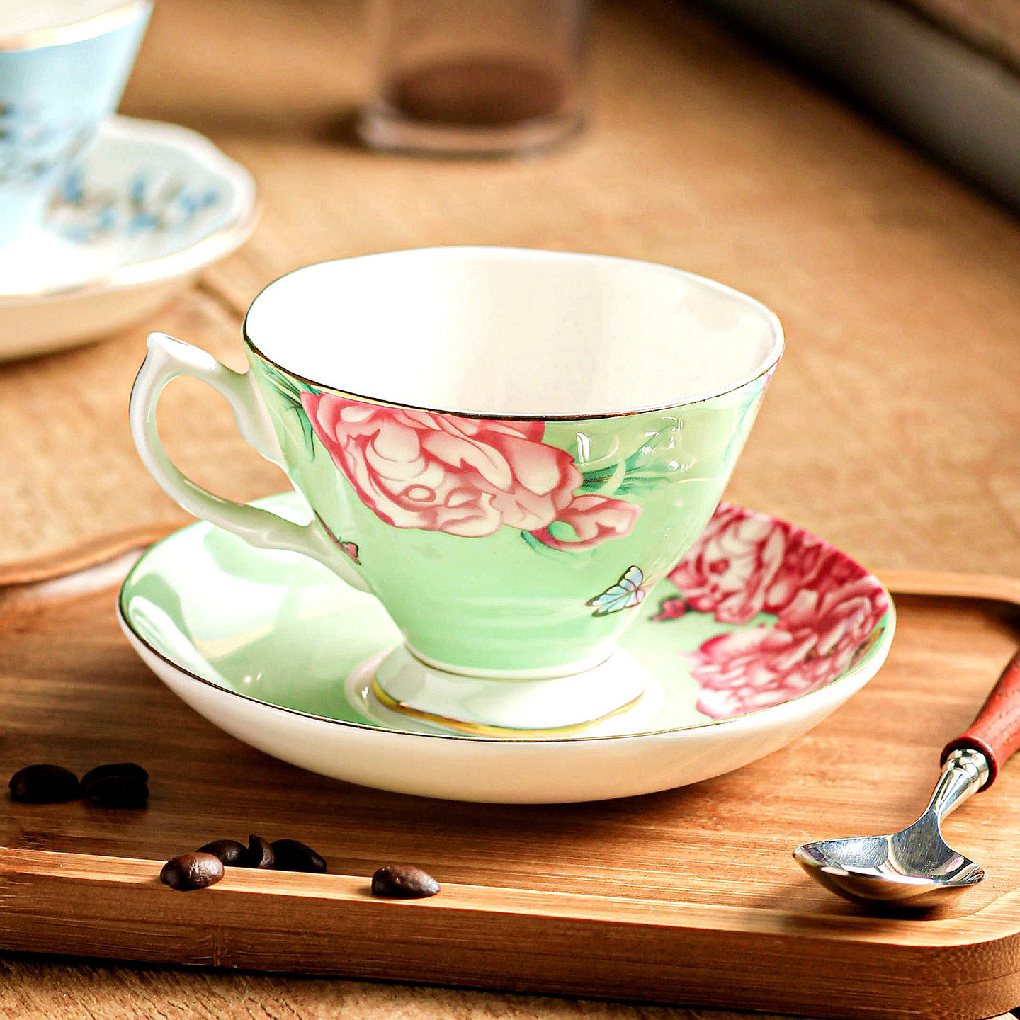 杯子冲泡杯带勺子酸奶燕麦早餐杯泡豆浆杯骨瓷牛奶杯喝咖啡专用杯