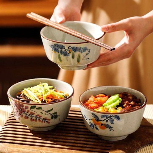 手绘个人专用精致碗釉下彩米饭碗