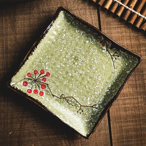 小盘子碟子正方形釉下彩6寸餐盘