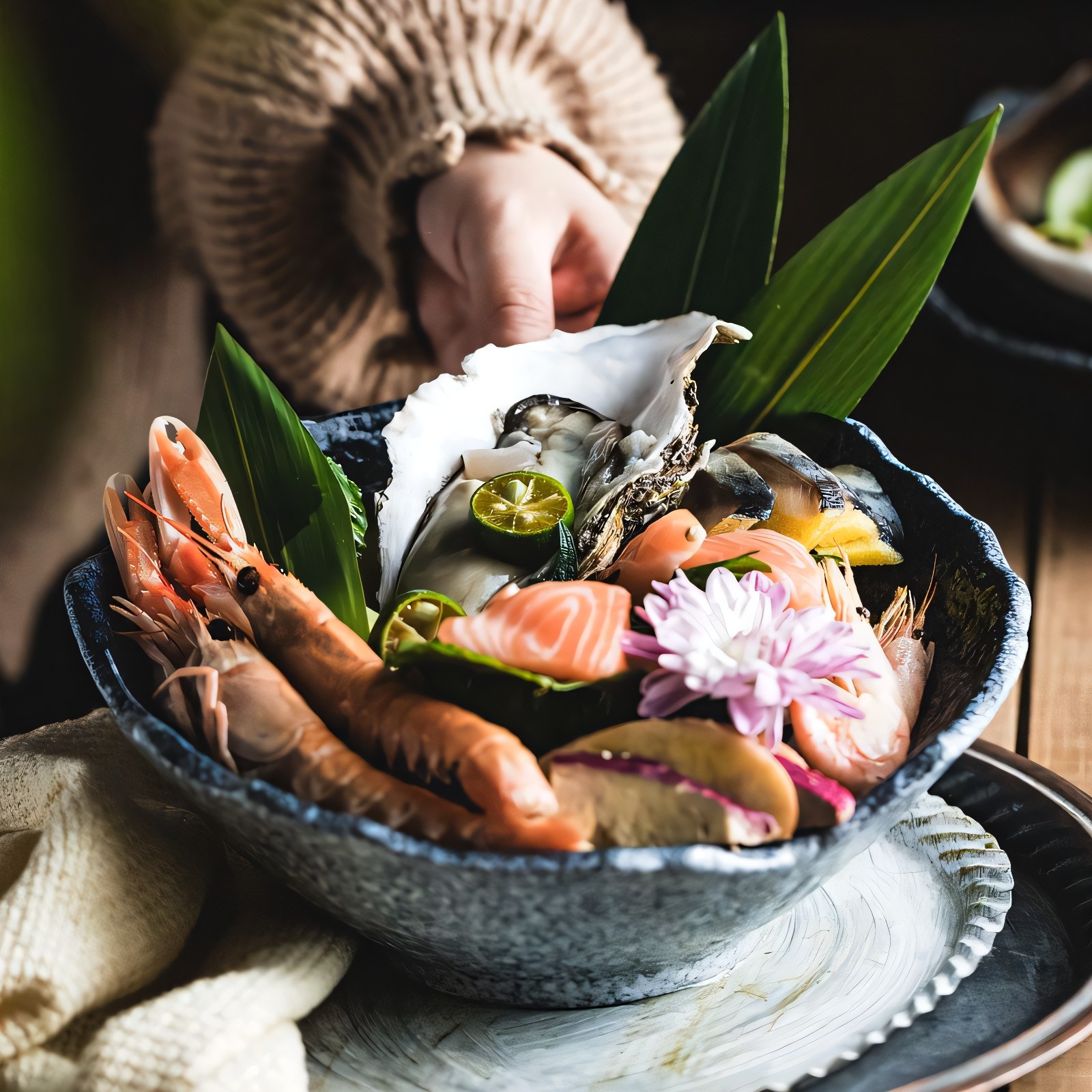 高档会所餐具海鲜刺身专用斜口碗