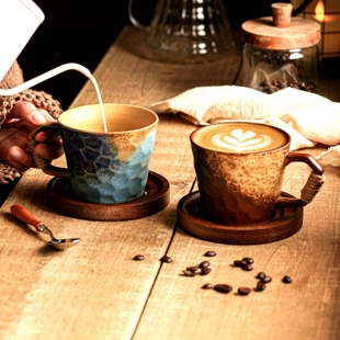 杯子2026热卖 拿铁拉花杯茶杯陶瓷带把水杯勺子咖啡勺 咖啡杯碟套装