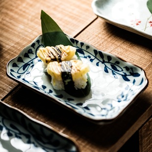 烧鸟盘碟子家用陶瓷长方形盘子精致餐具日式餐盘寿司盘长盘釉下彩