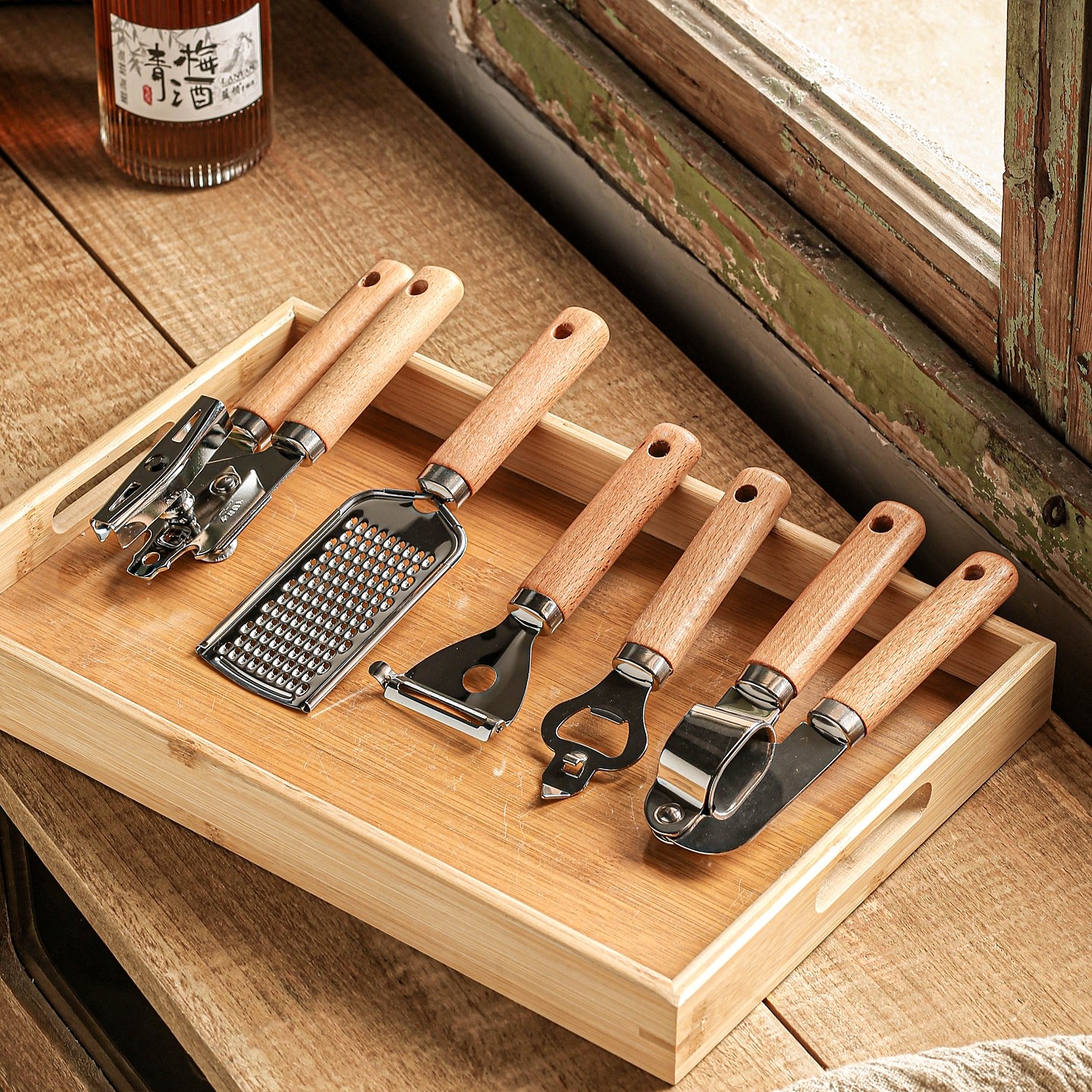 家用削皮刀木把手开瓶器土豆丝刨丝器压蒜器304不锈钢开罐头神器,厨房/烹饪用具,厨房清洁/工具套装,淘宝优惠券,粉丝福利购,淘宝优惠卷