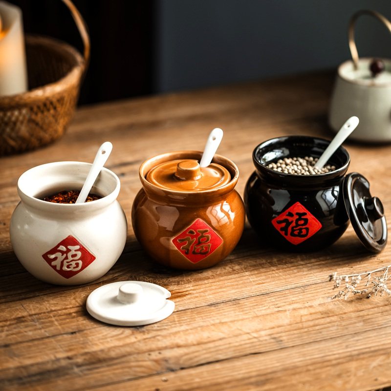 盐罐陶瓷调料罐辣椒酱专用罐油罐图片