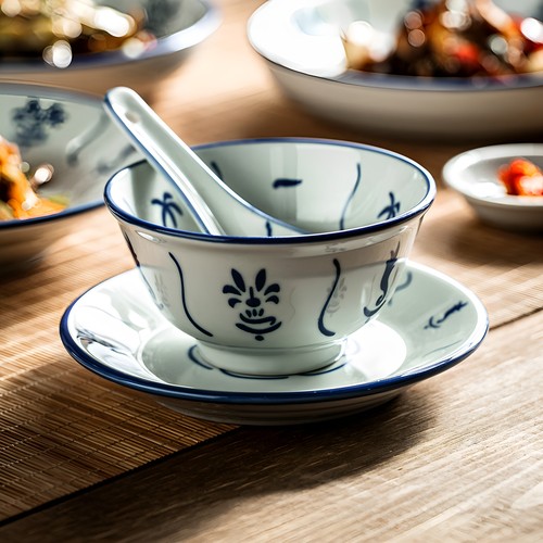 碗碟勺三件套糖水店专用碗老式碗