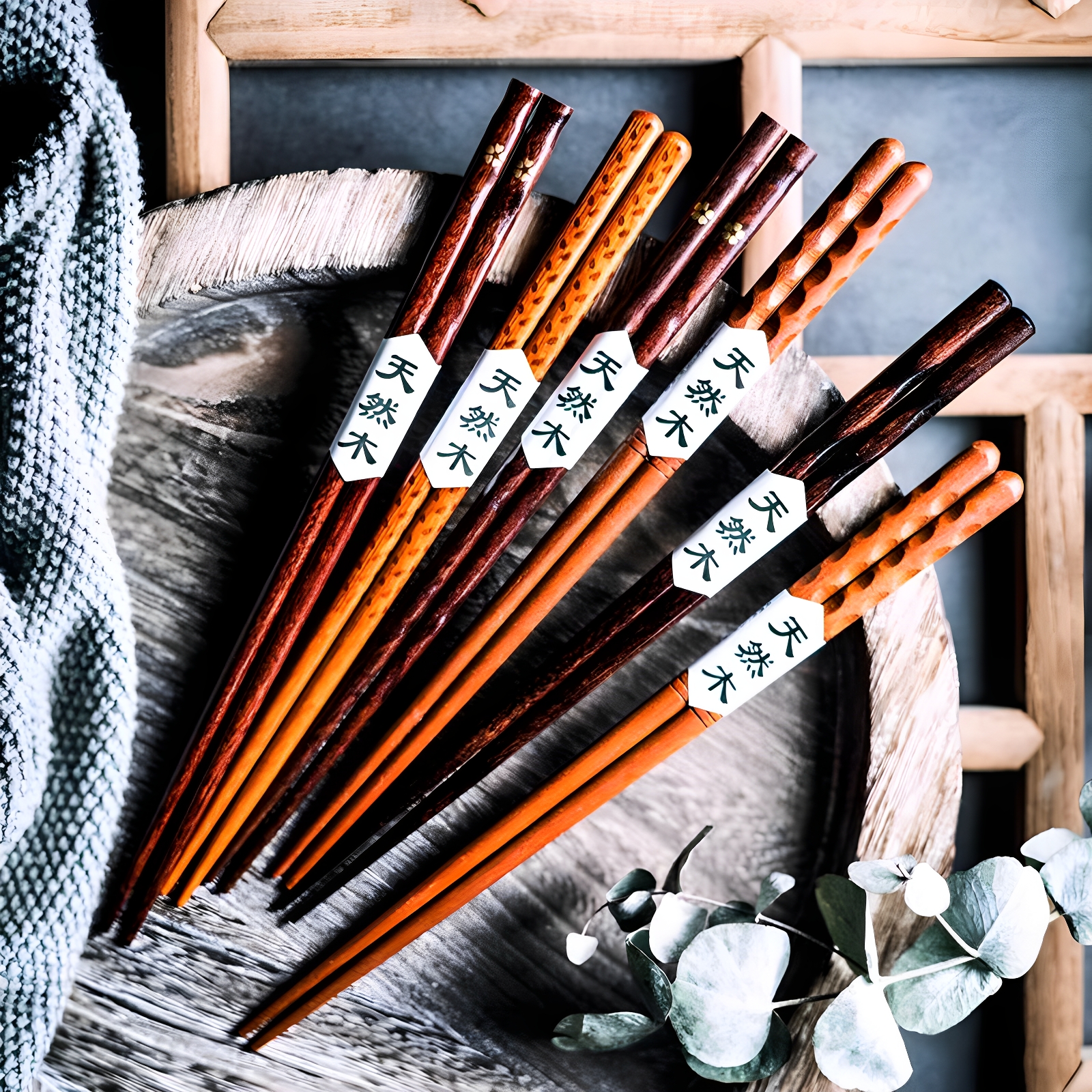 防滑筷子单人装尖头木筷木质日式