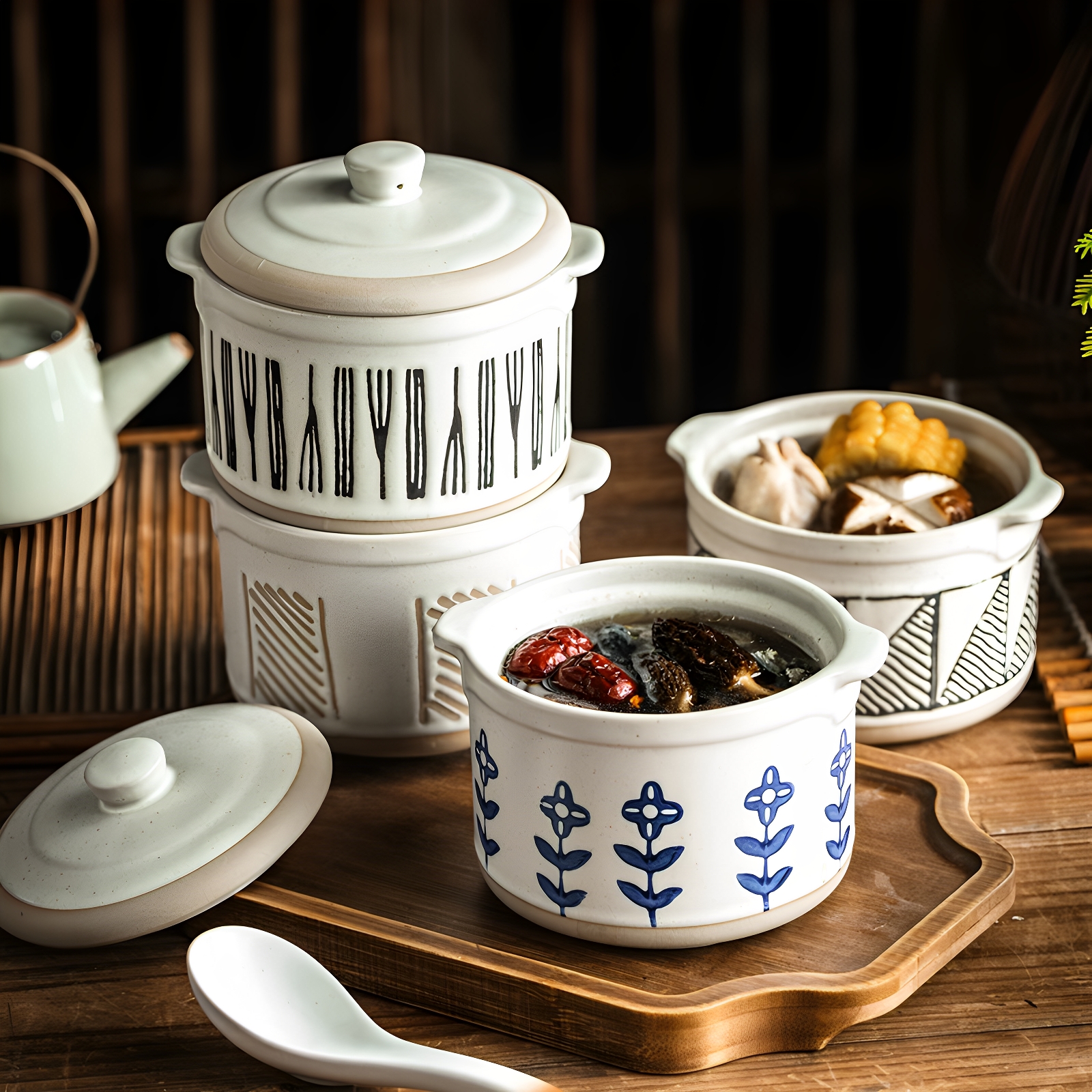 隔水炖家用陶瓷炖盅带盖汤碗双耳