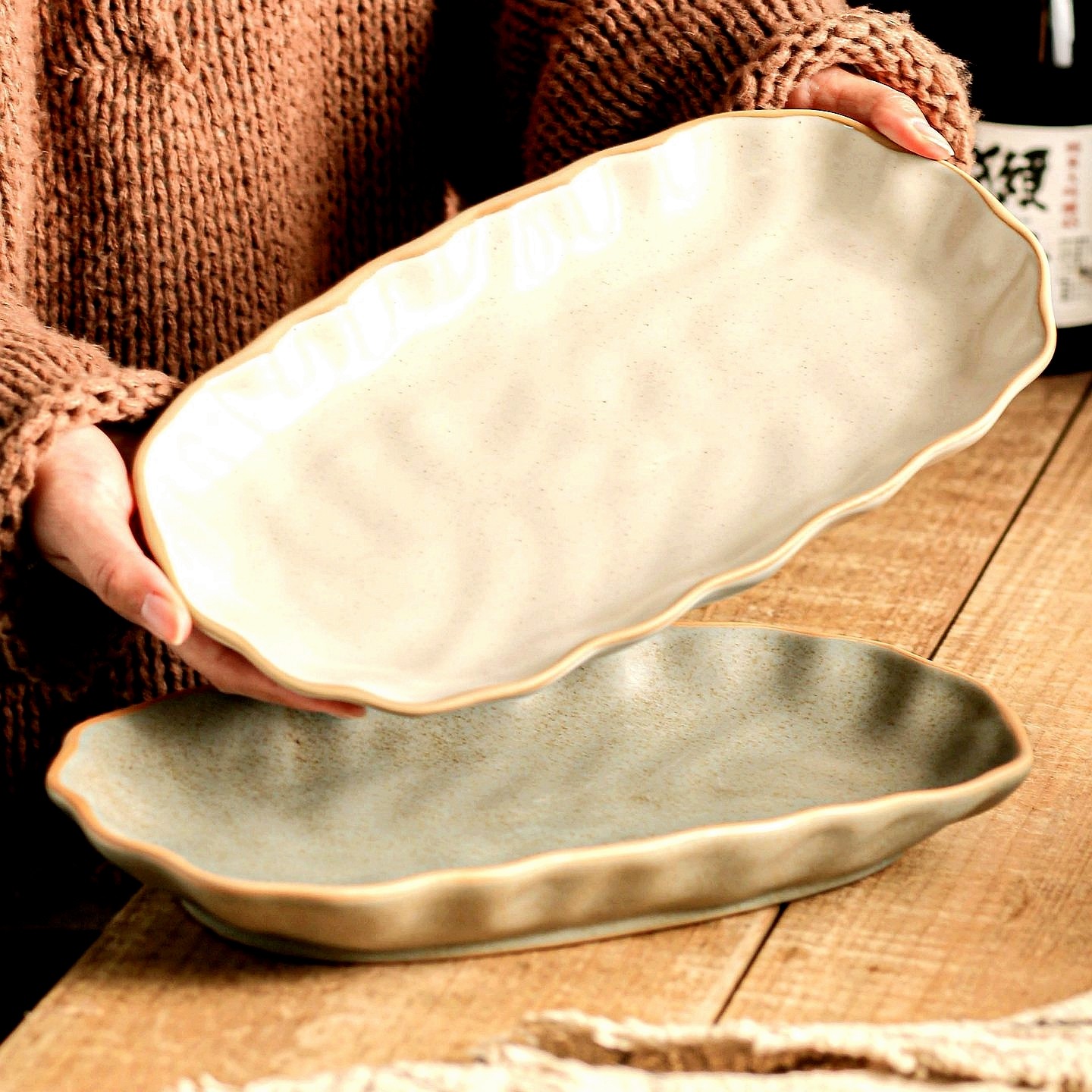 蒸鱼专用盘子牛排盘西餐盘釉下彩餐具陶瓷鱼盘餐盘家用炒菜盘长盘,餐饮具,盘,淘宝优惠券,粉丝福利购,淘宝优惠卷