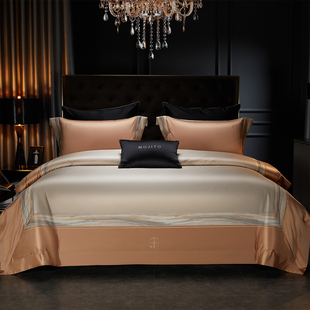 高端进口160支匹马棉四件套高级感轻奢别墅纯棉床单被套床上用品