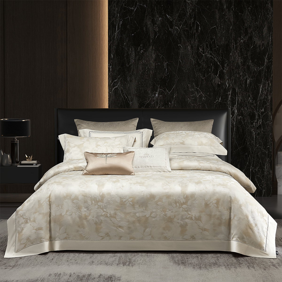 进口150支长绒棉色织提花四件套高级感轻奢别墅裸睡纯棉床上用品