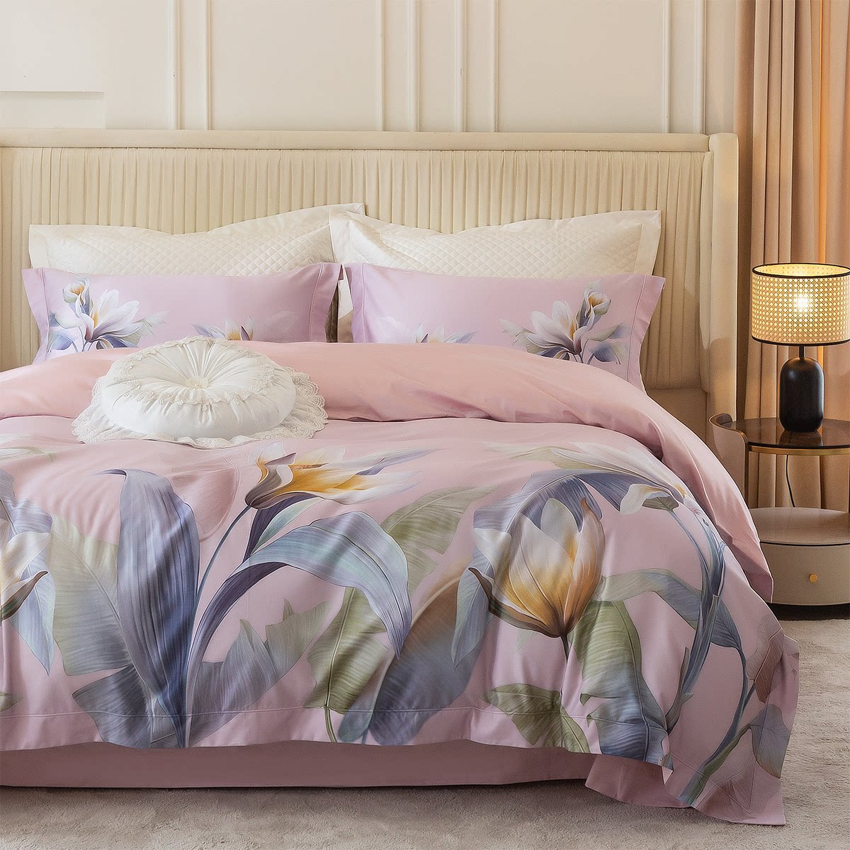 高端家纺四件套140支长绒棉轻奢纯棉全棉床单被套裸睡超柔亲肤