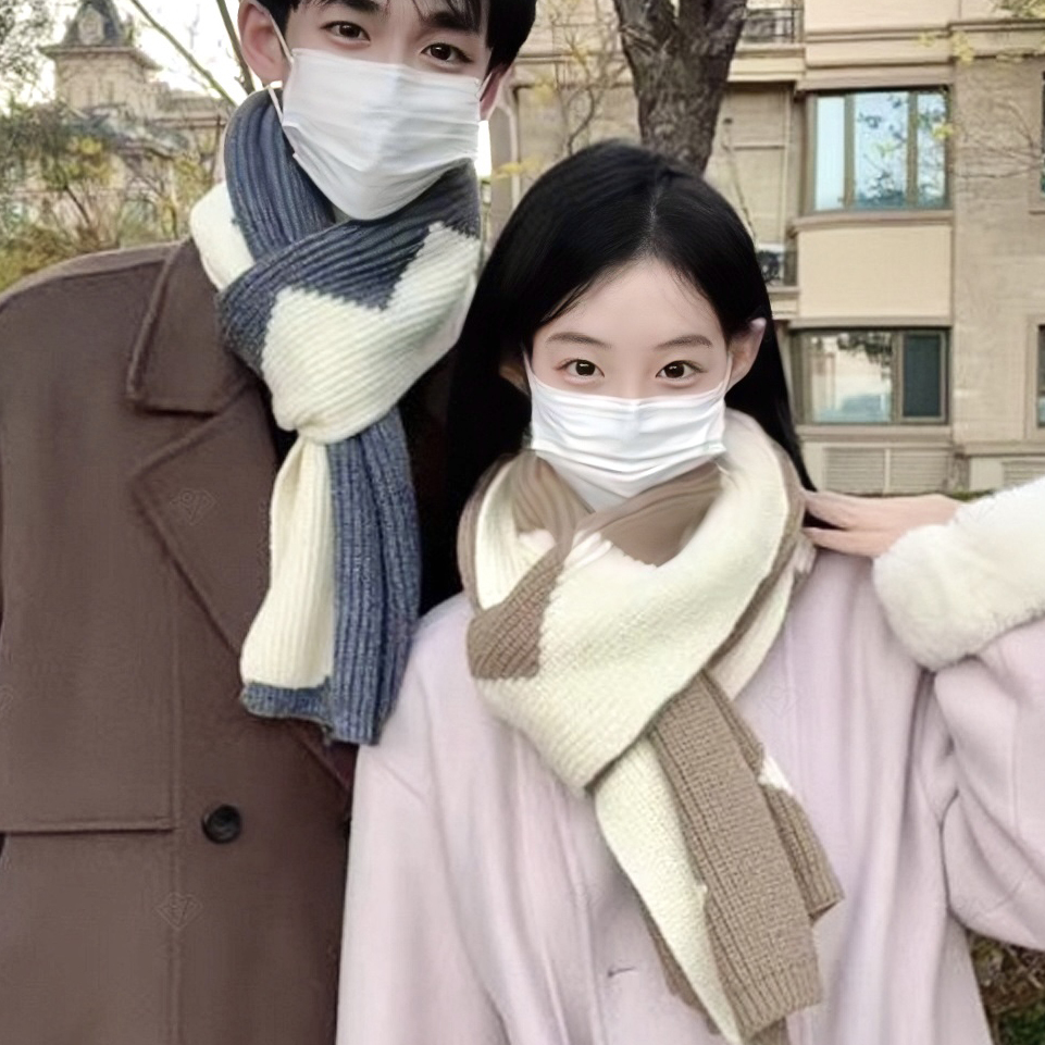 可写卡片祝福语盒装毛线针织围巾