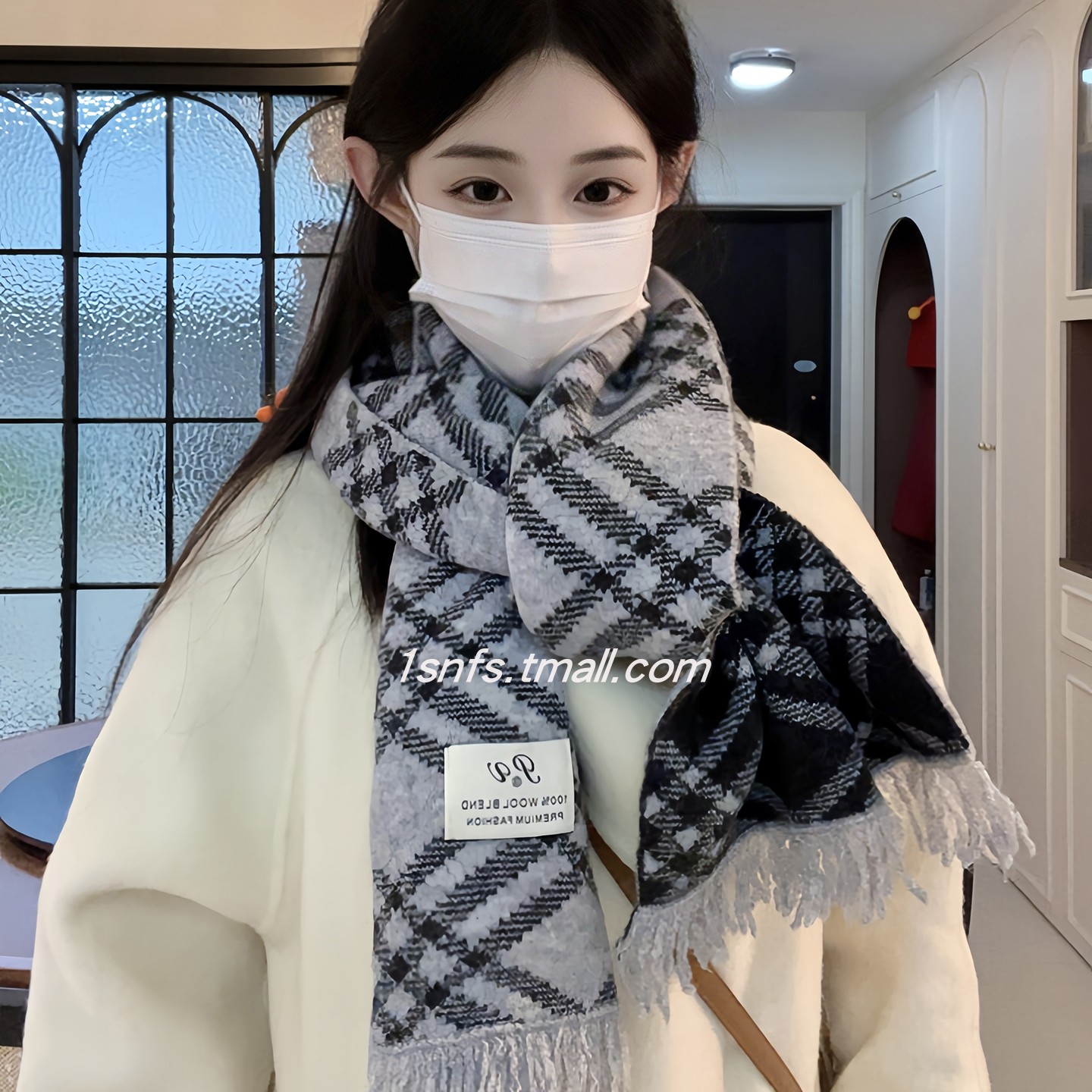 可写祝福语含羊毛针织毛线围巾