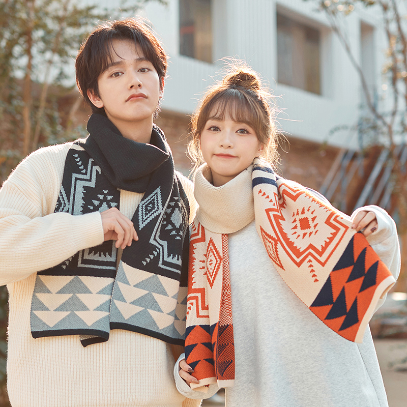 民族风礼盒装针织围巾1SN情侣款