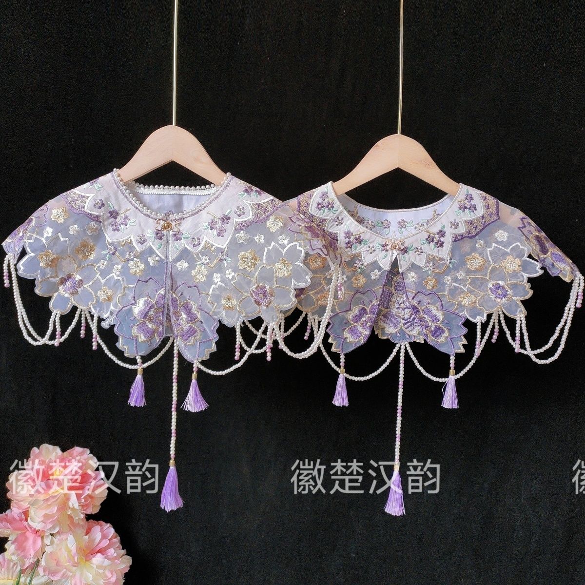 汉服云肩明制重工绣花手工白菜古风原创设计汉服拍照配饰成人款