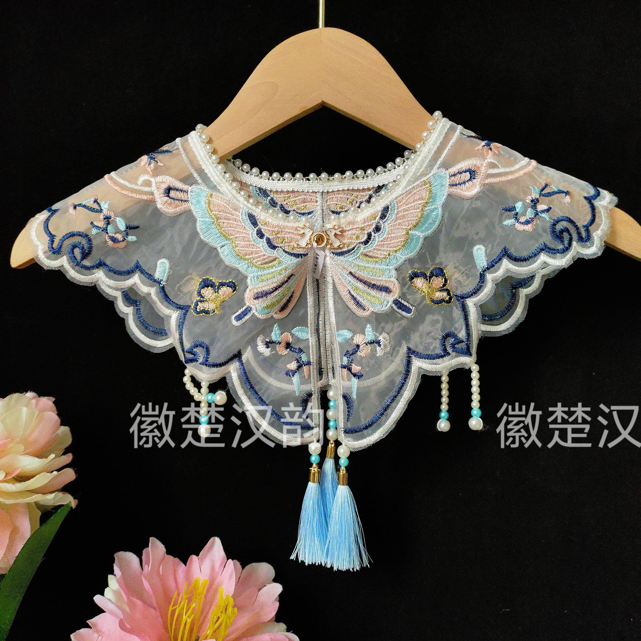 精品珍珠领围汉服云肩蝴蝶刺绣款新中式绣花披肩女童款40领,服饰配件/皮带/帽子/围巾,假领,淘宝优惠券,粉丝福利购,淘宝优惠卷