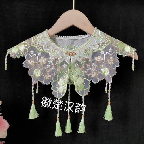 女童款精品珍珠领围云肩樱花5流苏珍珠吊坠汉服配饰假领42领围