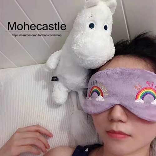 发带眼罩两用~ins芋泥色刺绣彩虹