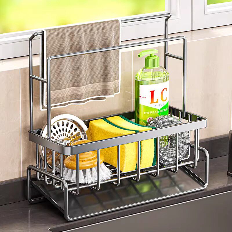 日本进口抹布沥水架厨房洗碗布海绵家用通用收纳架水槽置物架水池