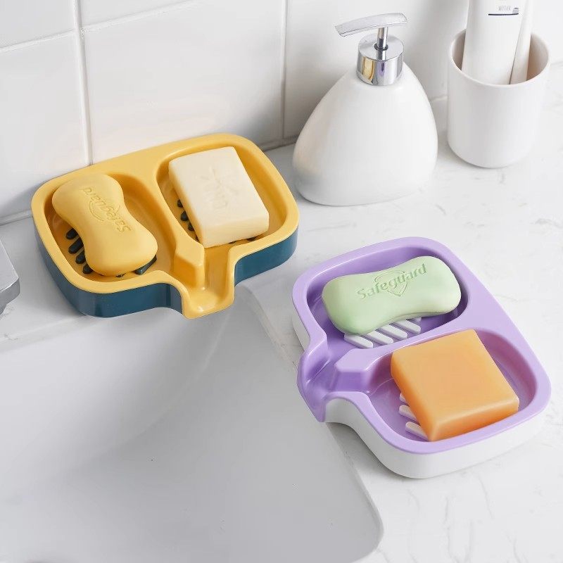 日本进口双层沥水皂盒免打孔肥皂盒洗衣香皂盒卫生间洗漱台置物架