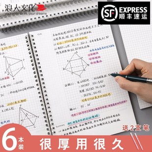 浪人文化笔记本子简约文艺大学生B5加厚方格线圈本康奈尔A5小本子