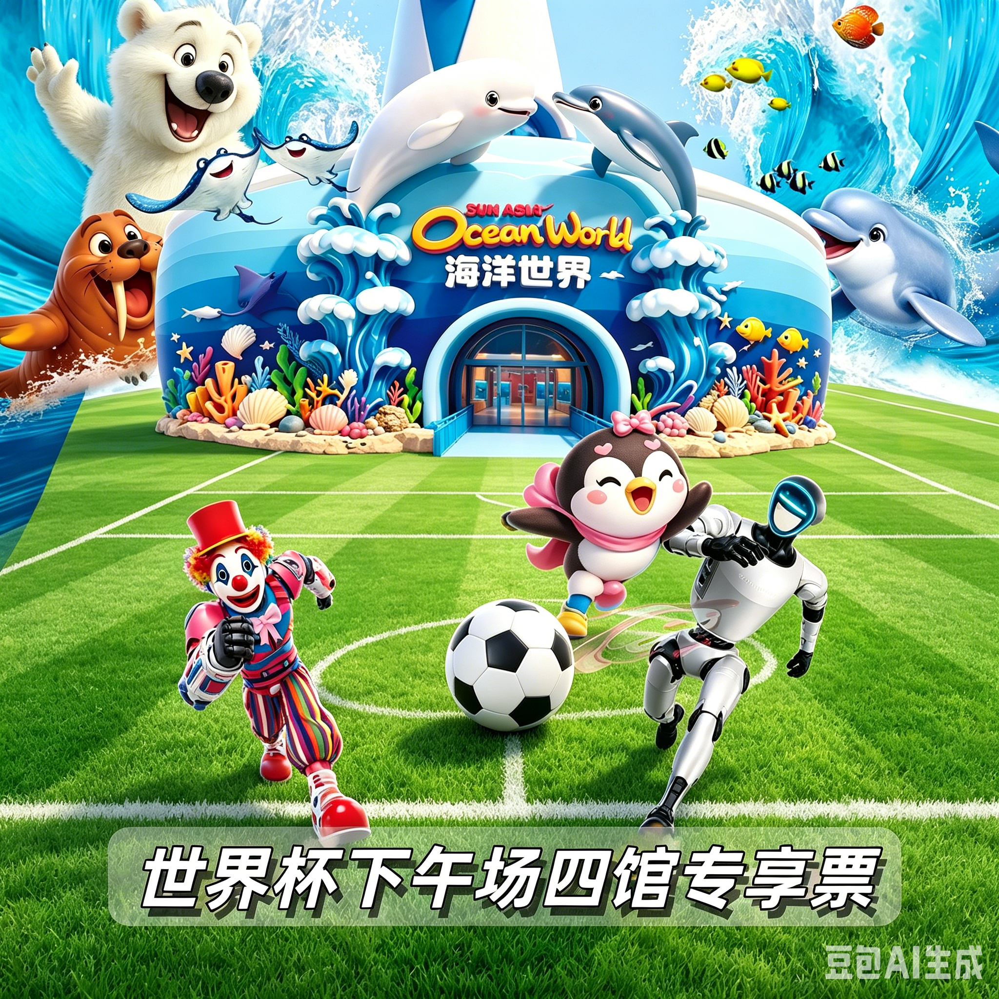 [圣亚海洋世界-四馆通票(世界杯下午场专享)]大连旅游端午特惠14点后入园 含全部表演刷二维码入园 - 实物图