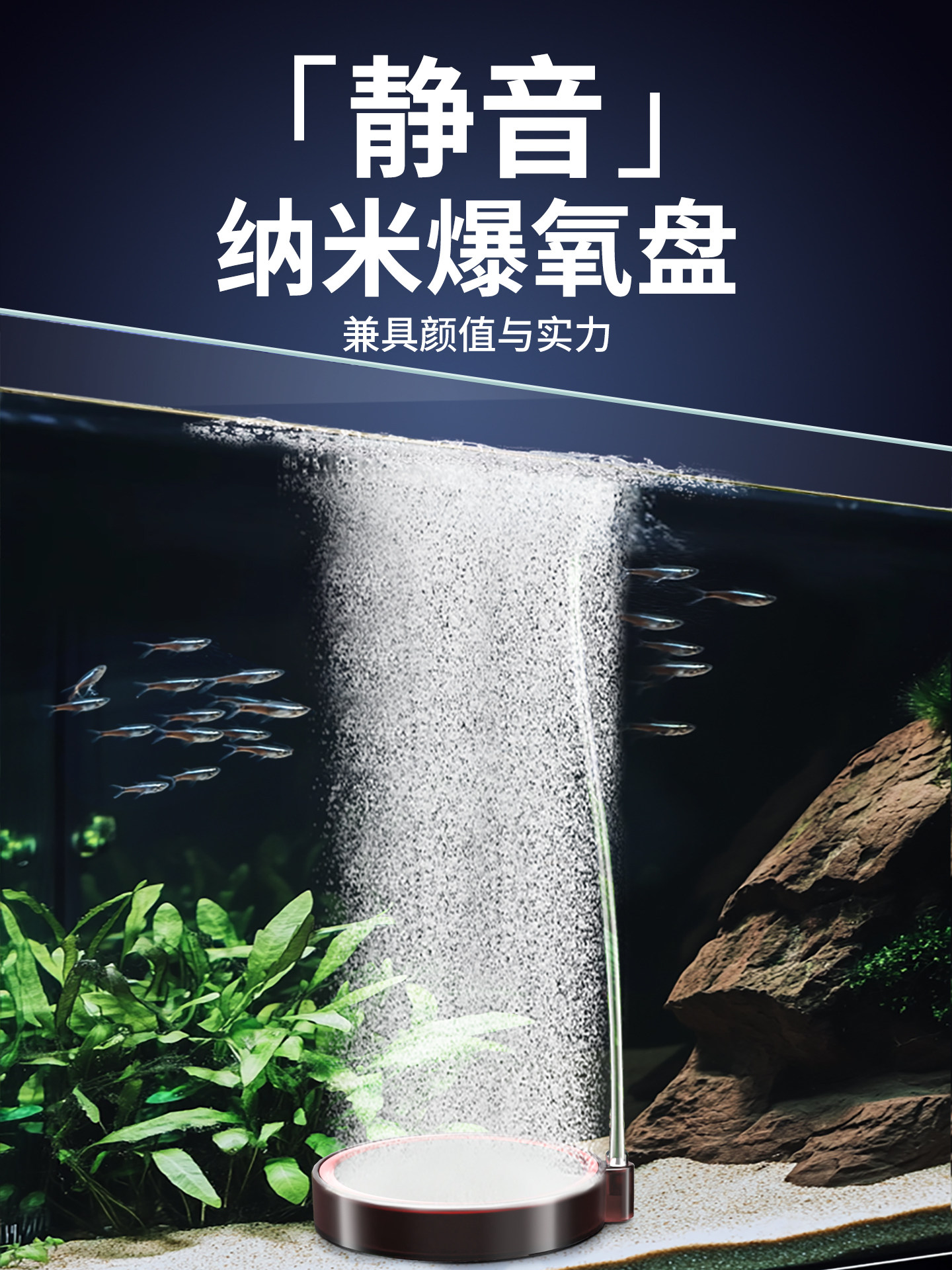 鱼缸纳米气盘增氧盘子鱼缸氧气瀑布增氧气泡石泵配件细化器打氧机