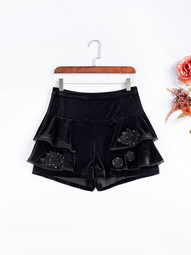 蛋糕裙裤秋季新款花朵高腰短裤