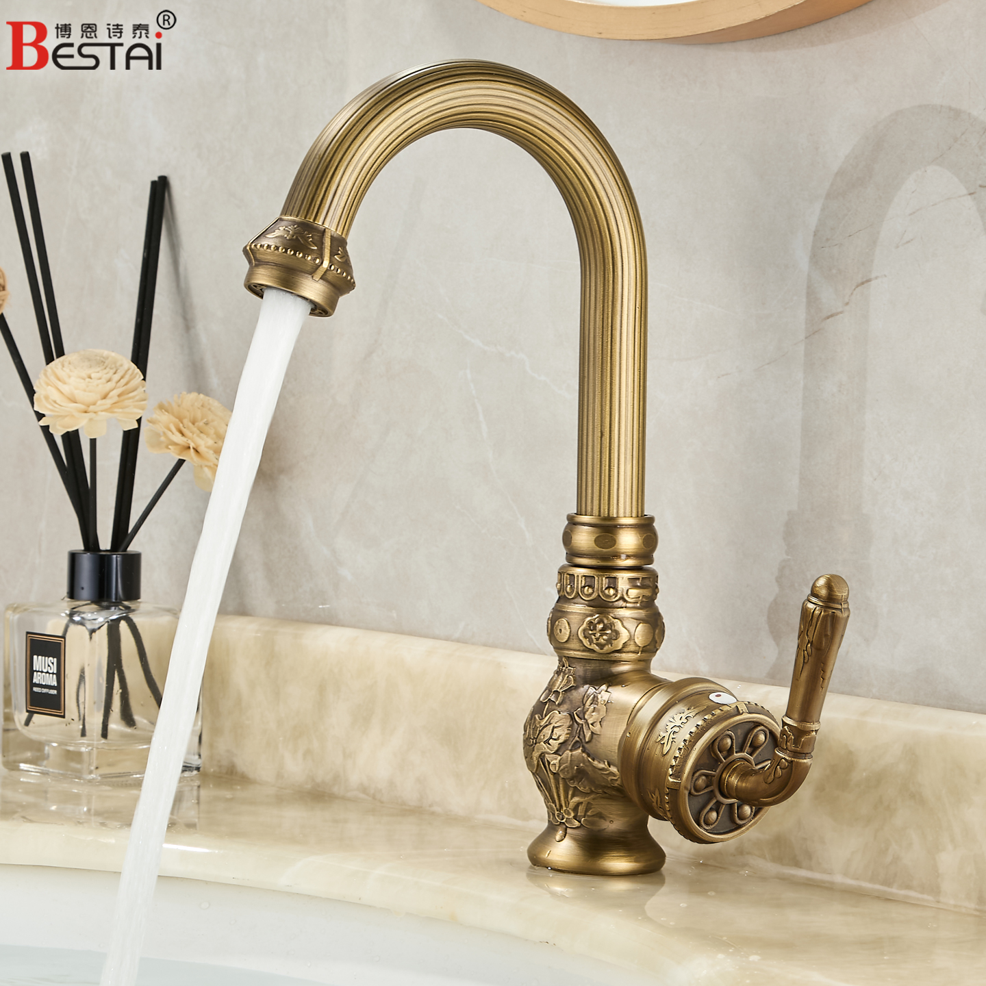 仿古水龙头冷热复古全铜欧式古铜色面盆洗脸盆洗手盆龙头浴室台盆