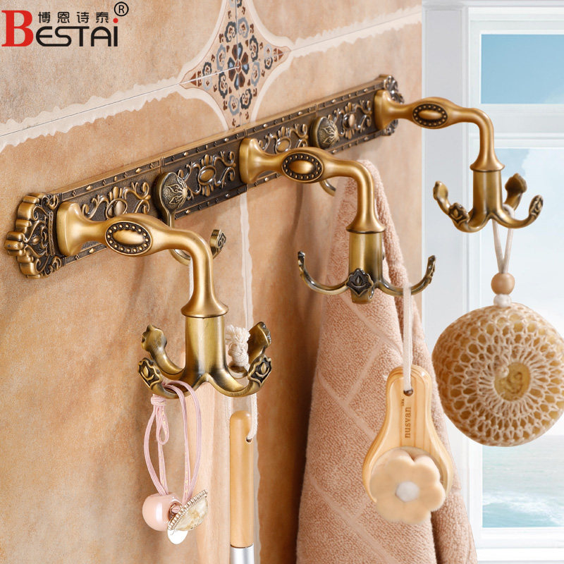 免打孔挂衣钩仿古欧式旋转衣钩创意式衣帽钩客厅太空铝浴室排钩,家装主材,挂钩/挂衣钩,淘宝优惠券,粉丝福利购,淘宝优惠卷