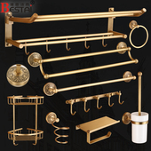 仿古毛巾架全铜免打孔卫浴五金挂件套装 浴巾架轻奢浴室架子置物架